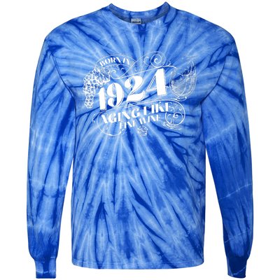 Born In 1924 100th Birthday Aging Like Fine Wine Tie-Dye Long Sleeve Shirt