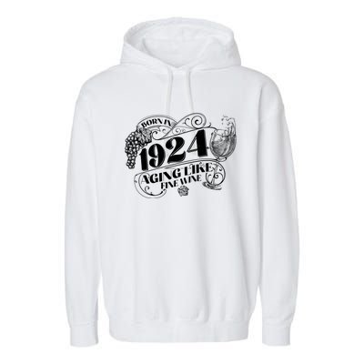 Born In 1924 100th Birthday Aging Like Fine Wine Garment-Dyed Fleece Hoodie