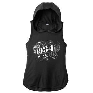 Born In 1934 90th Birthday Aging Like Fine Wine Ladies PosiCharge Tri-Blend Wicking Draft Hoodie Tank