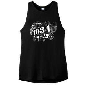 Born In 1934 90th Birthday Aging Like Fine Wine Ladies PosiCharge Tri-Blend Wicking Tank