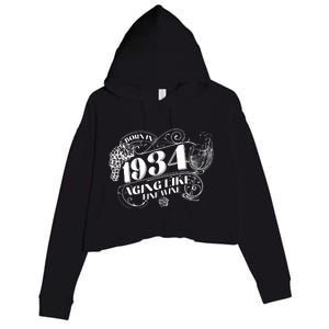 Born In 1934 90th Birthday Aging Like Fine Wine Crop Fleece Hoodie