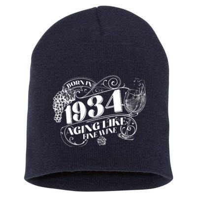 Born In 1934 90th Birthday Aging Like Fine Wine Short Acrylic Beanie