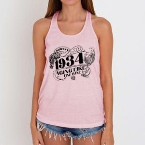 Born In 1934 90th Birthday Aging Like Fine Wine Women's Knotted Racerback Tank