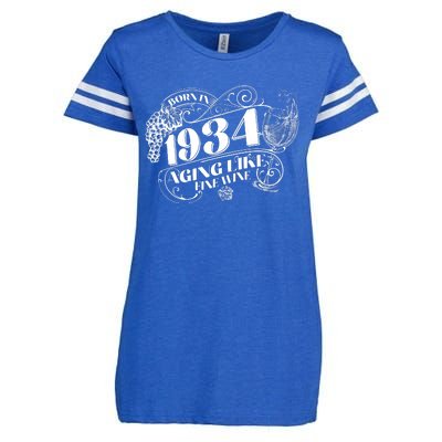 Born In 1934 90th Birthday Aging Like Fine Wine Enza Ladies Jersey Football T-Shirt