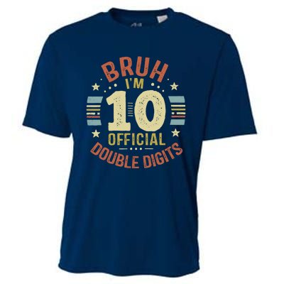 Bruh IM 10 Double Digits 10th Birthday 10 Year Old Cooling Performance Crew T-Shirt