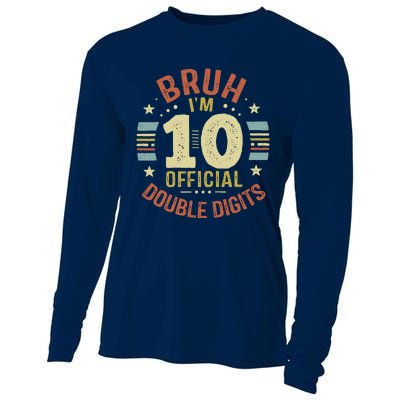 Bruh IM 10 Double Digits 10th Birthday 10 Year Old Cooling Performance Long Sleeve Crew