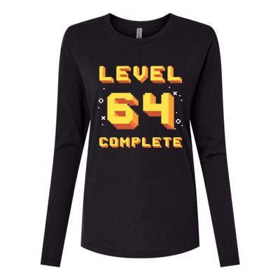 Born In 1957 Level 64 Complete 64th Birthday Retro Gaming Gift Womens Cotton Relaxed Long Sleeve T-Shirt