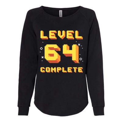 Born In 1957 Level 64 Complete 64th Birthday Retro Gaming Gift Womens California Wash Sweatshirt