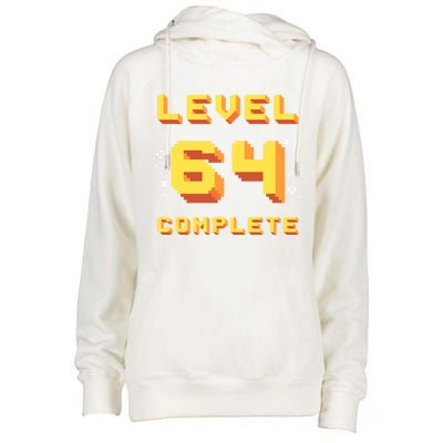 Born In 1957 Level 64 Complete 64th Birthday Retro Gaming Gift Womens Funnel Neck Pullover Hood