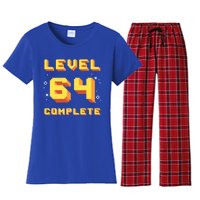 Born In 1957 Level 64 Complete 64th Birthday Retro Gaming Gift Women's Flannel Pajama Set