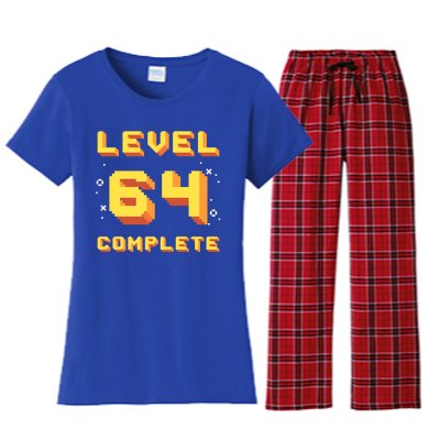 Born In 1957 Level 64 Complete 64th Birthday Retro Gaming Gift Women's Flannel Pajama Set