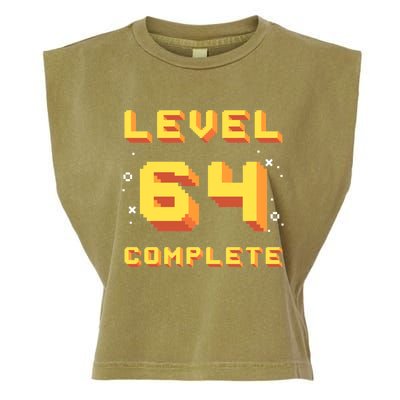 Born In 1957 Level 64 Complete 64th Birthday Retro Gaming Gift Garment-Dyed Women's Muscle Tee