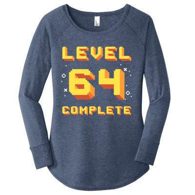 Born In 1957 Level 64 Complete 64th Birthday Retro Gaming Gift Women's Perfect Tri Tunic Long Sleeve Shirt