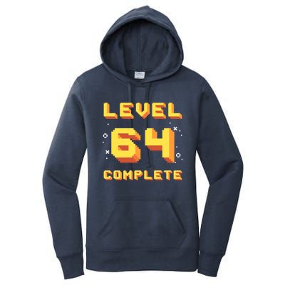 Born In 1957 Level 64 Complete 64th Birthday Retro Gaming Gift Women's Pullover Hoodie