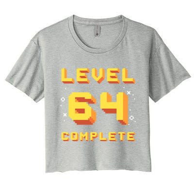 Born In 1957 Level 64 Complete 64th Birthday Retro Gaming Gift Women's Crop Top Tee