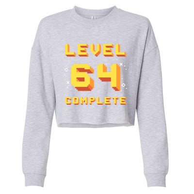 Born In 1957 Level 64 Complete 64th Birthday Retro Gaming Gift Cropped Pullover Crew