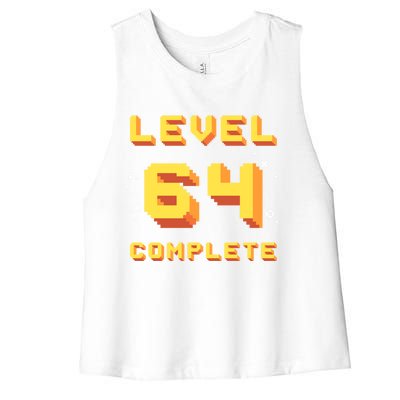 Born In 1957 Level 64 Complete 64th Birthday Retro Gaming Gift Women's Racerback Cropped Tank