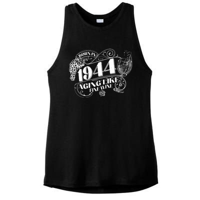 Born In 1944 80th Birthday Aging Like Fine Wine Ladies PosiCharge Tri-Blend Wicking Tank