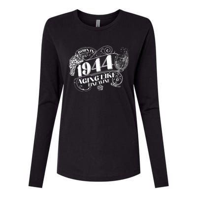 Born In 1944 80th Birthday Aging Like Fine Wine Womens Cotton Relaxed Long Sleeve T-Shirt