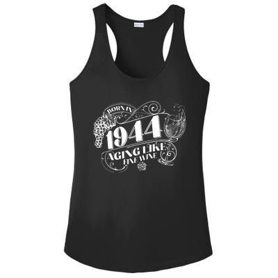 Born In 1944 80th Birthday Aging Like Fine Wine Ladies PosiCharge Competitor Racerback Tank