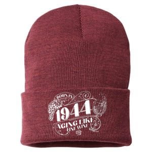 Born In 1944 80th Birthday Aging Like Fine Wine Sustainable Knit Beanie