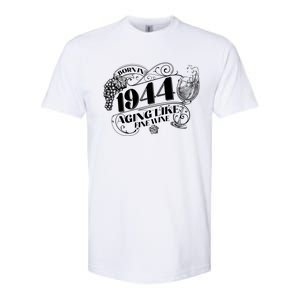 Born In 1944 80th Birthday Aging Like Fine Wine Softstyle CVC T-Shirt