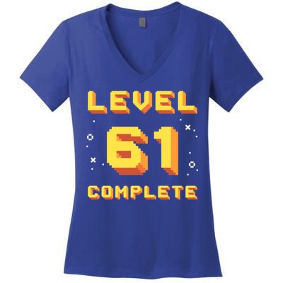 Born In 1960 Level 61 Complete 61th Birthday Retro Gaming Meaningful Gift Women's V-Neck T-Shirt