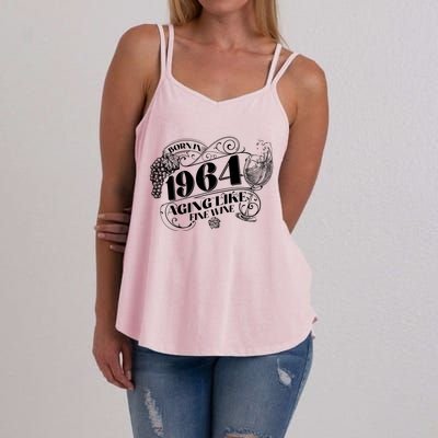 Born In 1964 60th Birthday Aging Like Fine Wine Women's Strappy Tank