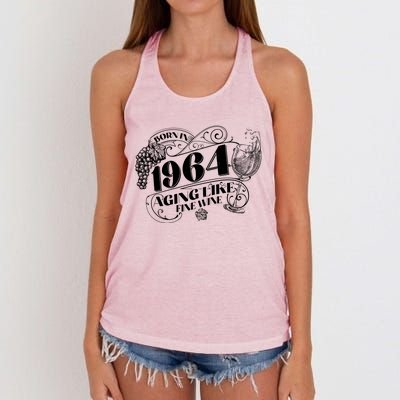 Born In 1964 60th Birthday Aging Like Fine Wine Women's Knotted Racerback Tank