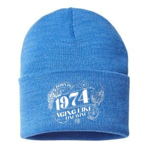 Born In 1974 50th Birthday Aging Like Fine Wine Sustainable Knit Beanie