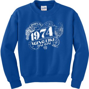 Born In 1974 50th Birthday Aging Like Fine Wine Kids Sweatshirt