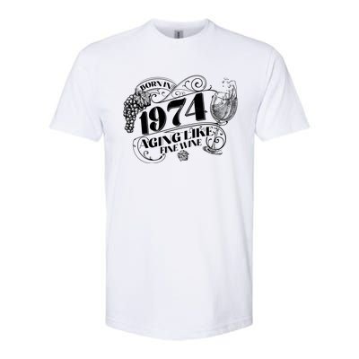 Born In 1974 50th Birthday Aging Like Fine Wine Softstyle® CVC T-Shirt