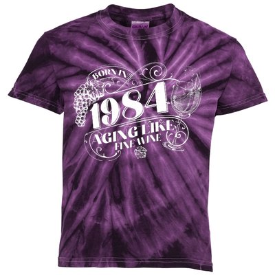 Born In 1984 40th Birthday Aging Like Fine Wine Kids Tie-Dye T-Shirt