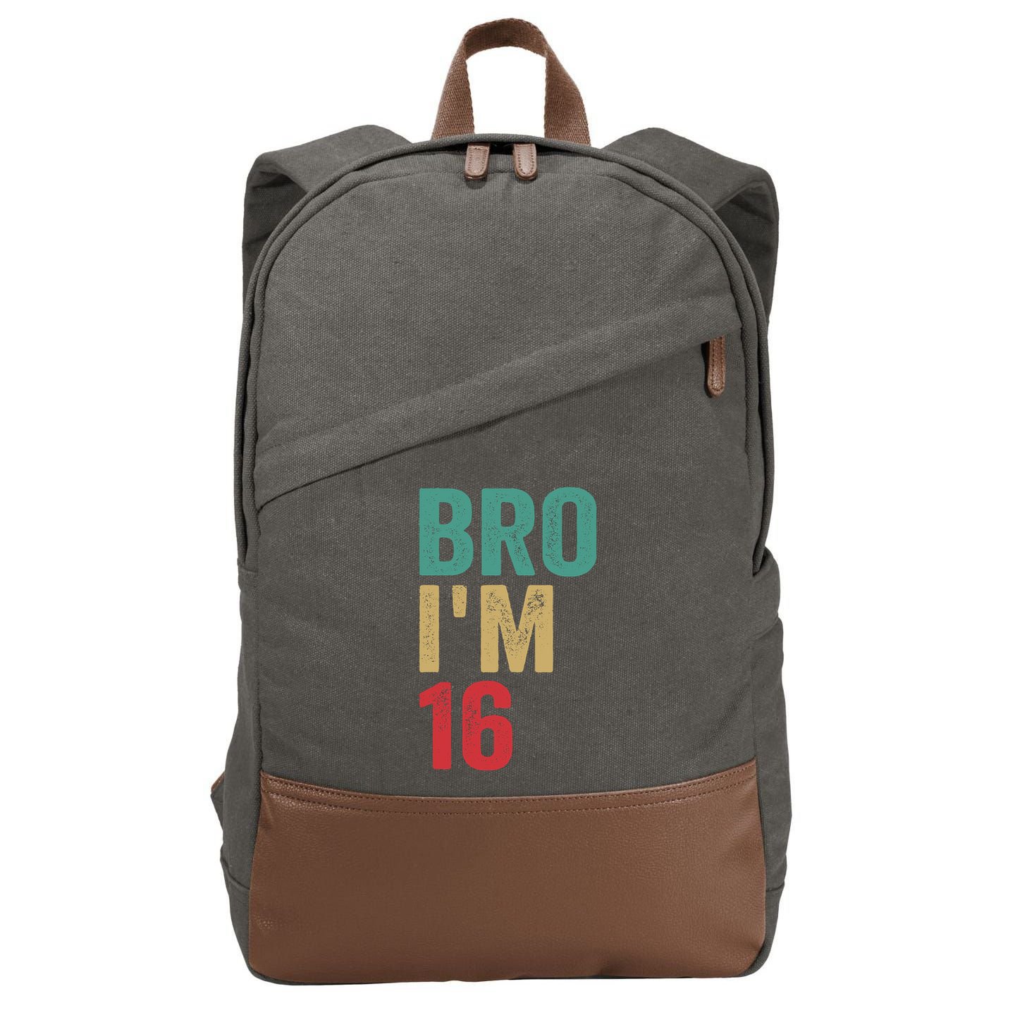 Bro IM 16yo Girl Boy 16th Birthday Retro 16th Birthday Cotton Canvas Backpack