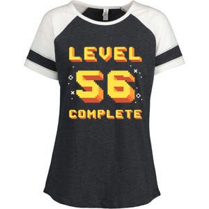 Born In 1965 Level 56 Complete 56th Birthday Retro Gaming Gift Enza Ladies Jersey Colorblock Tee