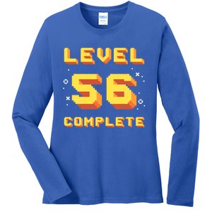 Born In 1965 Level 56 Complete 56th Birthday Retro Gaming Gift Ladies Long Sleeve Shirt