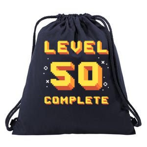 Born In 1971 Level 50 Complete 50th Birthday Retro Gaming Gift Drawstring Bag