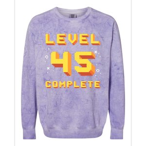 Born In 1976 Level 45 Complete 45th Birthday Retro Gaming Gift Colorblast Crewneck Sweatshirt