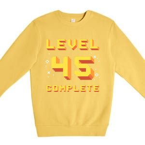 Born In 1976 Level 45 Complete 45th Birthday Retro Gaming Gift Premium Crewneck Sweatshirt