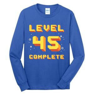 Born In 1976 Level 45 Complete 45th Birthday Retro Gaming Gift Tall Long Sleeve T-Shirt