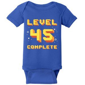 Born In 1976 Level 45 Complete 45th Birthday Retro Gaming Gift Baby Bodysuit