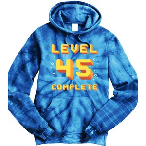 Born In 1976 Level 45 Complete 45th Birthday Retro Gaming Gift Tie Dye Hoodie