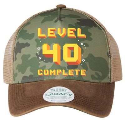 Born In 1981 Level 40 Complete 40th Birthday Retro Gaming Gift Legacy Tie Dye Trucker Hat