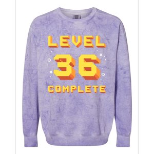 Born In 1985 Level 36 Complete 36th Birthday Retro Gaming Gift Colorblast Crewneck Sweatshirt