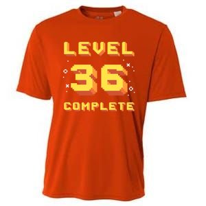 Born In 1985 Level 36 Complete 36th Birthday Retro Gaming Gift Cooling Performance Crew T-Shirt