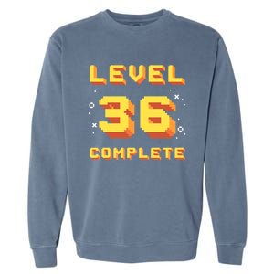 Born In 1985 Level 36 Complete 36th Birthday Retro Gaming Gift Garment-Dyed Sweatshirt