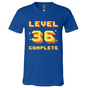 Born In 1985 Level 36 Complete 36th Birthday Retro Gaming Gift V-Neck T-Shirt