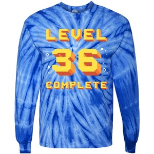 Born In 1985 Level 36 Complete 36th Birthday Retro Gaming Gift Tie-Dye Long Sleeve Shirt