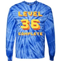 Born In 1985 Level 36 Complete 36th Birthday Retro Gaming Gift Tie-Dye Long Sleeve Shirt