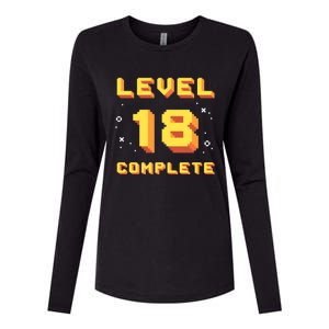 Born In 2003 Level 18 Complete 18th Birthday Retro Gaming Gift Womens Cotton Relaxed Long Sleeve T-Shirt